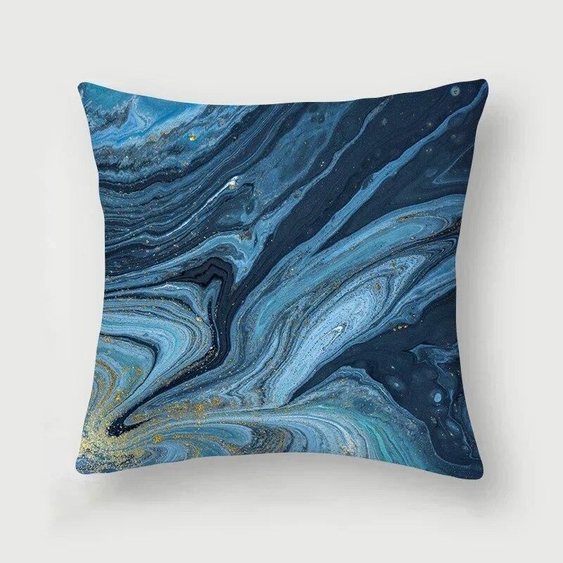 Nordic Blue Marble Polyester Pillowcase Sea Rock Texture Bedside Sofa Chair Throw Pillow Cushion Cover Home Decor