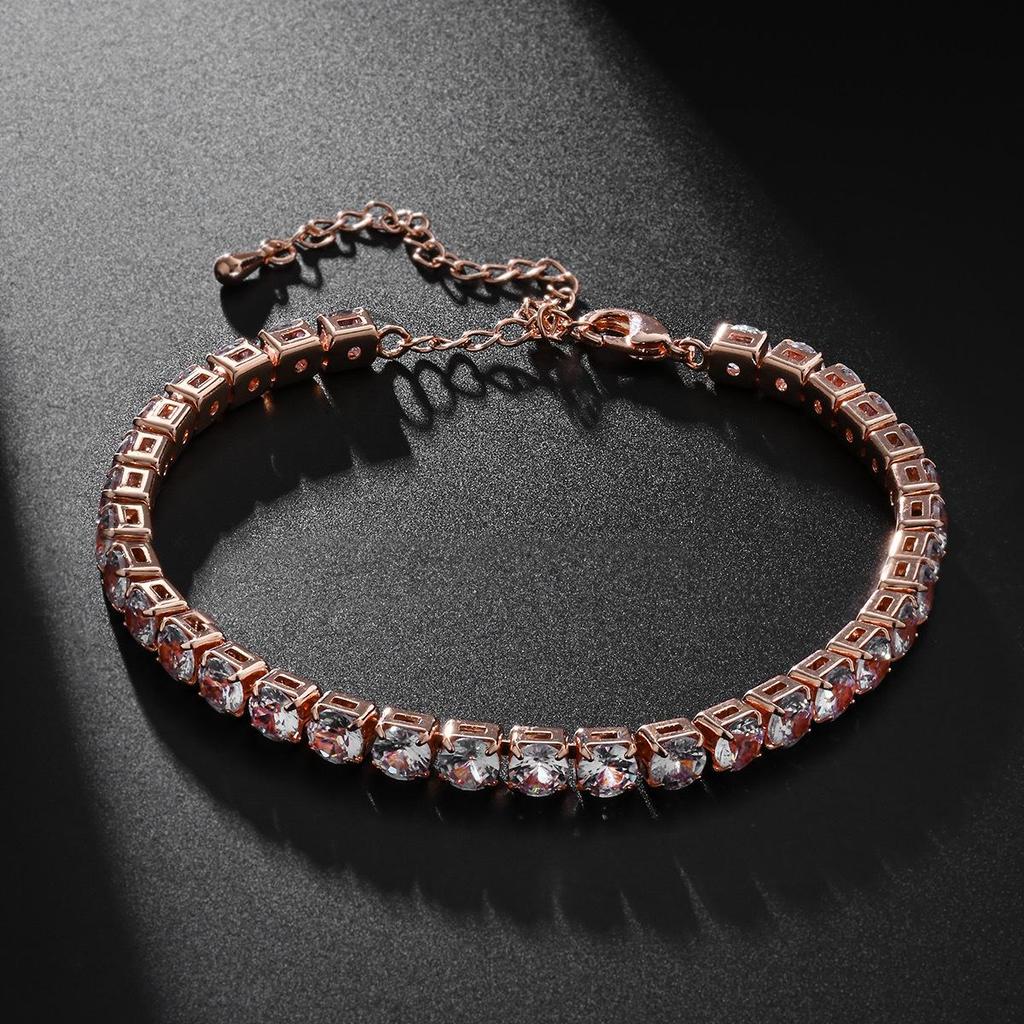 Теннисная цепочка Циркон Теннисный браслет: Унисекс 4-5 мм Европейская и американская мода, стиль хип-хоп