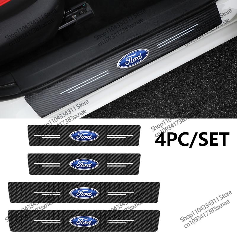 4/8 шт. Накладки на пороги автомобиля Наклейка из углеродного волокна Для Ford Ranger Focus Kuga Mustang Mondeo Защитные аксессуары для порогов дверей автомобиля