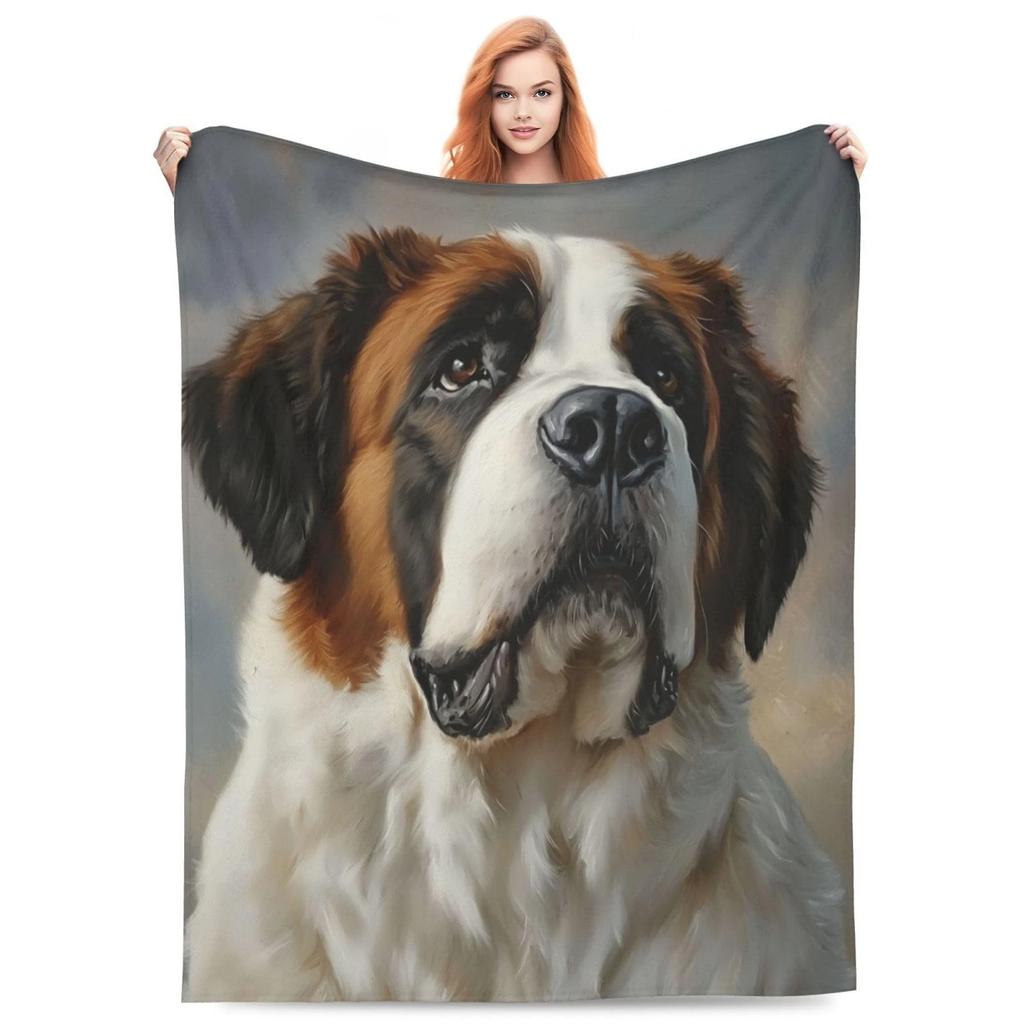 Saint Bernard Animal Plush Fleece Throw Blanket Soft Cozy Sofa