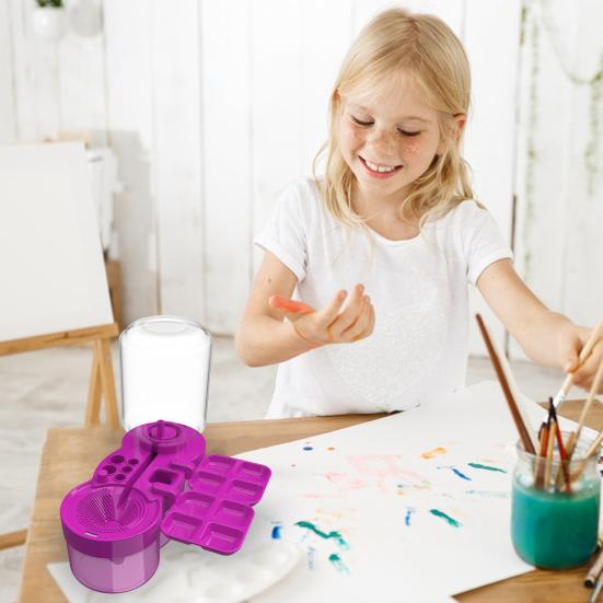 6 In 1 Brush Cleaner Artists Teachers Kids Paint Brush Holder Palette Water Circulation Brush Cleaner Portable Painting Tool