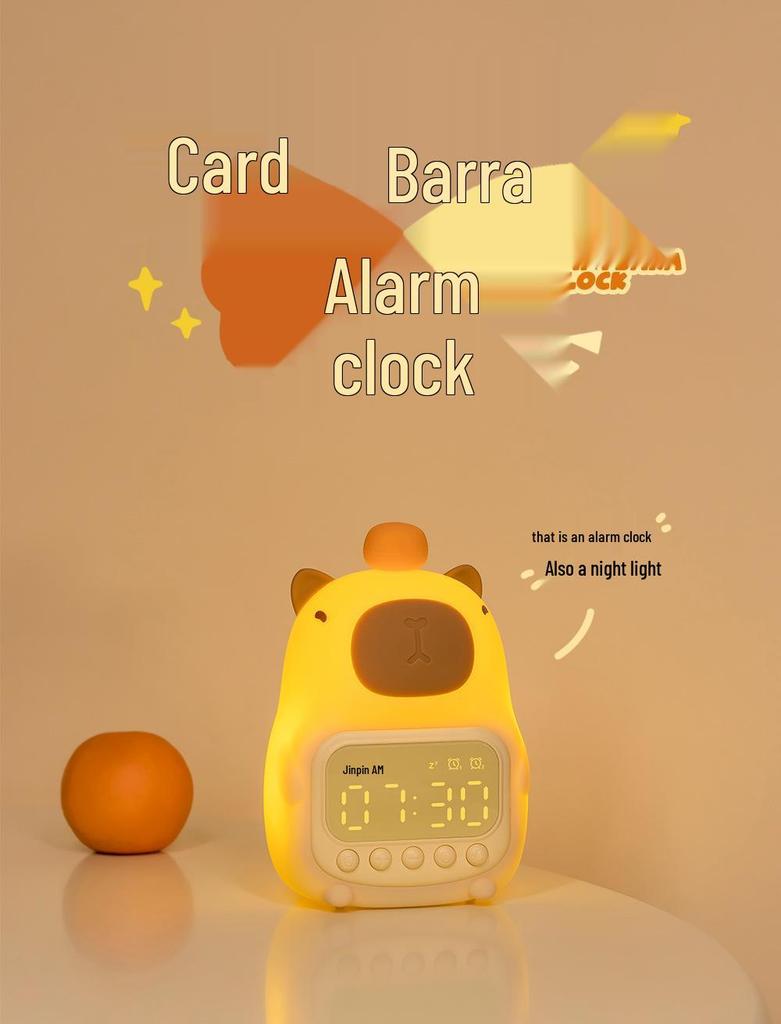 Rechargeable Capybara Silicone Alarm Clock & Dimmable Night Light LED