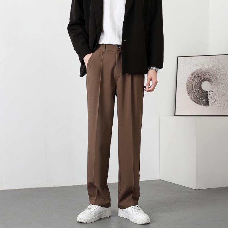 Мужские осенние брюки свободного кроя в корейском стиле с драпировкой, белые