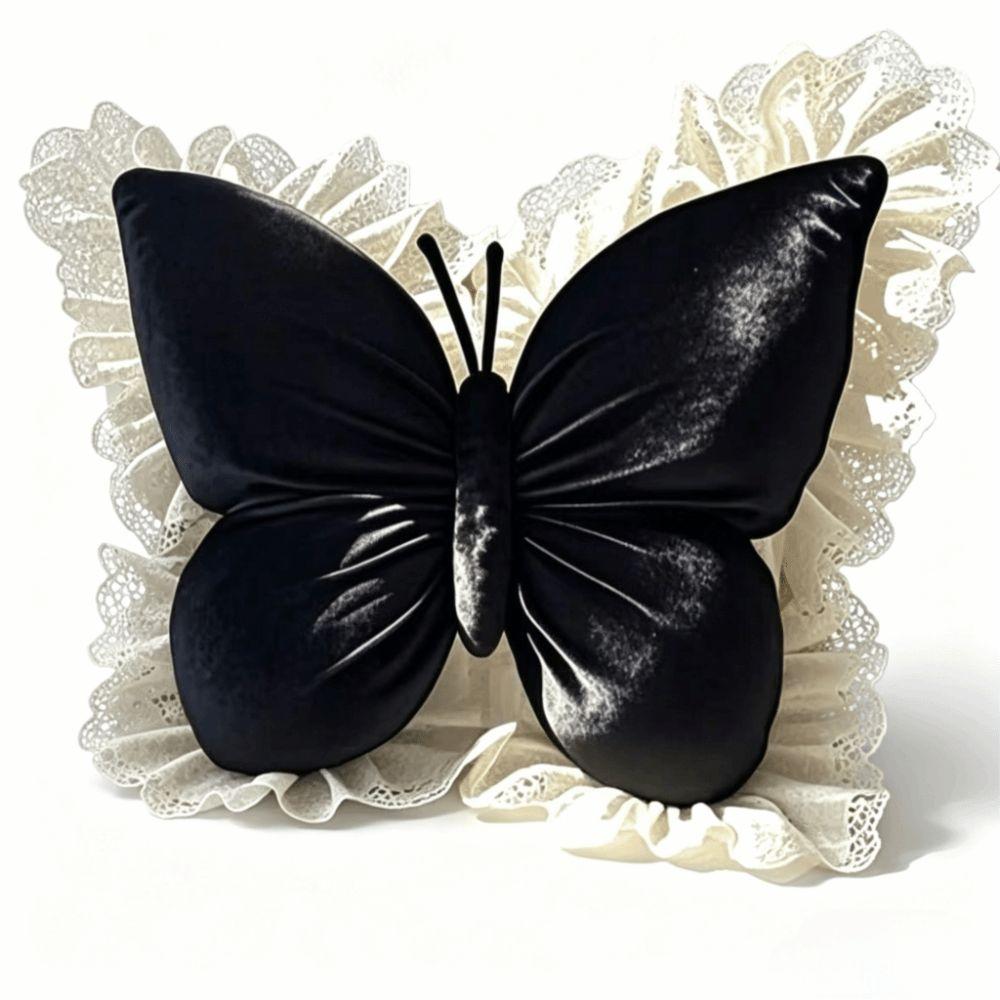 Velvet Bow Plush Cushion Soft Bow Throw Pillow Seat Cushion Butterfly Plush Pillow Bedroom