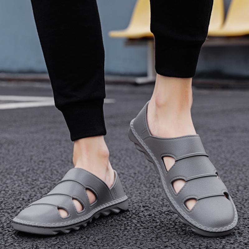 Новый стиль, мужская летняя водонепроницаемая гибкая пляжная обувь без шнуровки, легкие дышащие повседневные сандалии