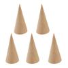 5Pcs Simple Solid Wood Rings Display Stand Organizer Cone Shape Jewelry Display Rack Finger Trinket Stand Showcase