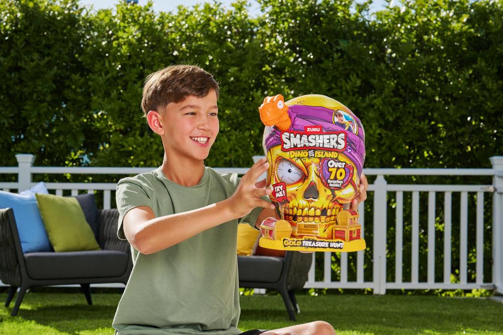 Smashers Остров динозавров Золотая охота за сокровищами от ZURU Игрушка на тему охоты за сокровищами Интерактивная игрушка Коллекционные игрушки для детей и подростков (Серый)