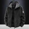 Mens Fleece Jacket Thick Warm Hooded Coat Solid Color Casual Winter Outerwear