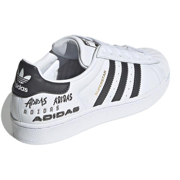 adidas Оригинальные кроссовки Superstar с низким верхом Женские кроссовки Черно-бело-золотые EH1214
