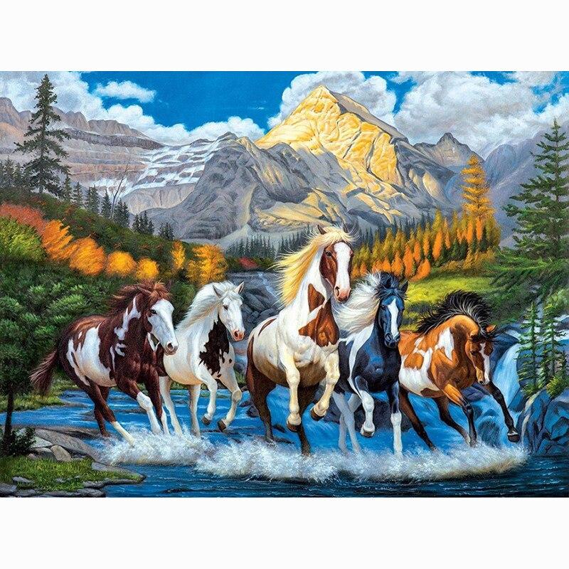 Horse DIY 5D Diamond Painting Full Round Drill Mosaic Animal Diamond Embroidery Cross Stitch Kits Home Decor