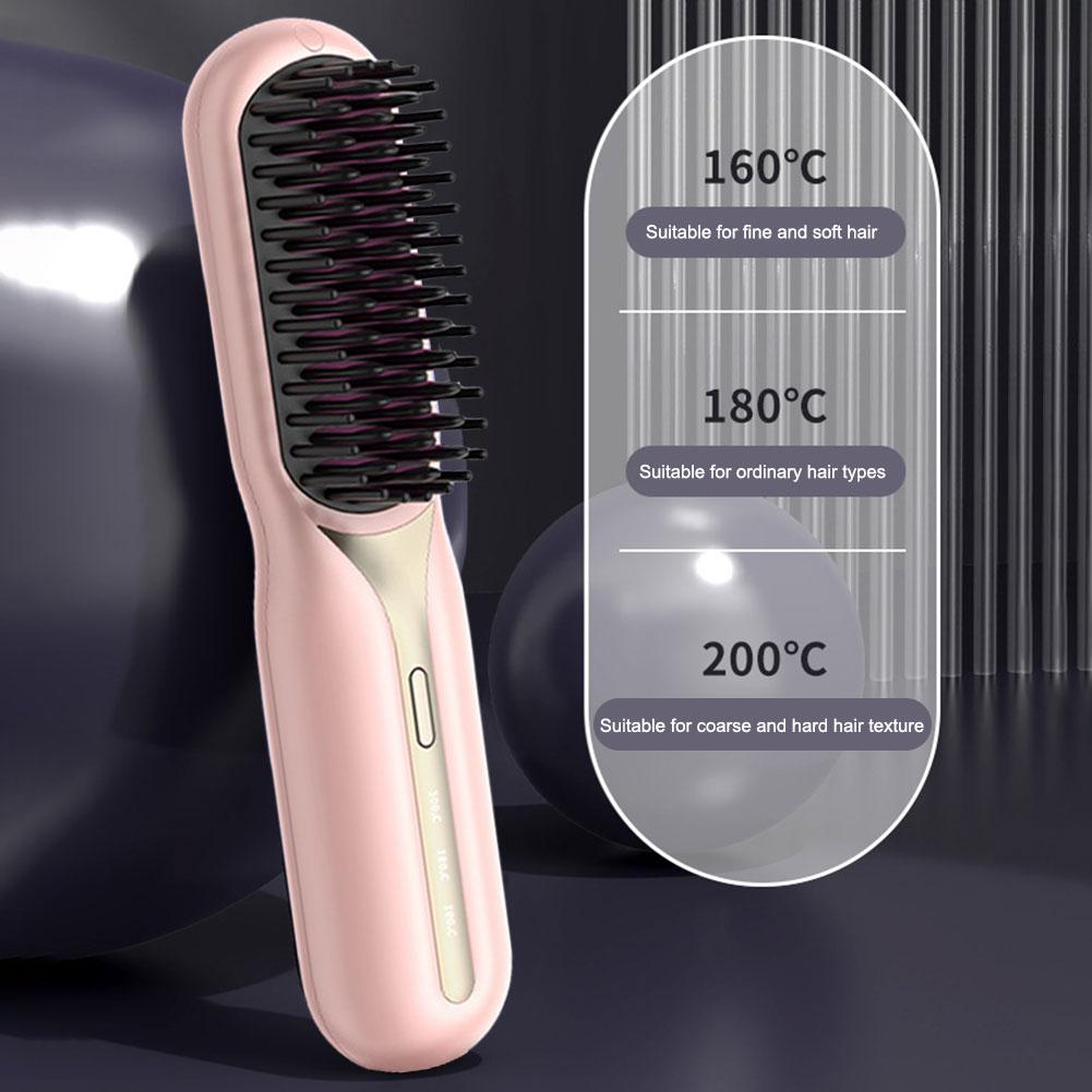 Cordless Hair Straightening Comb 3 Temp Settings Portable Straightening Brush Hair Straightener Comb for All Hair Types