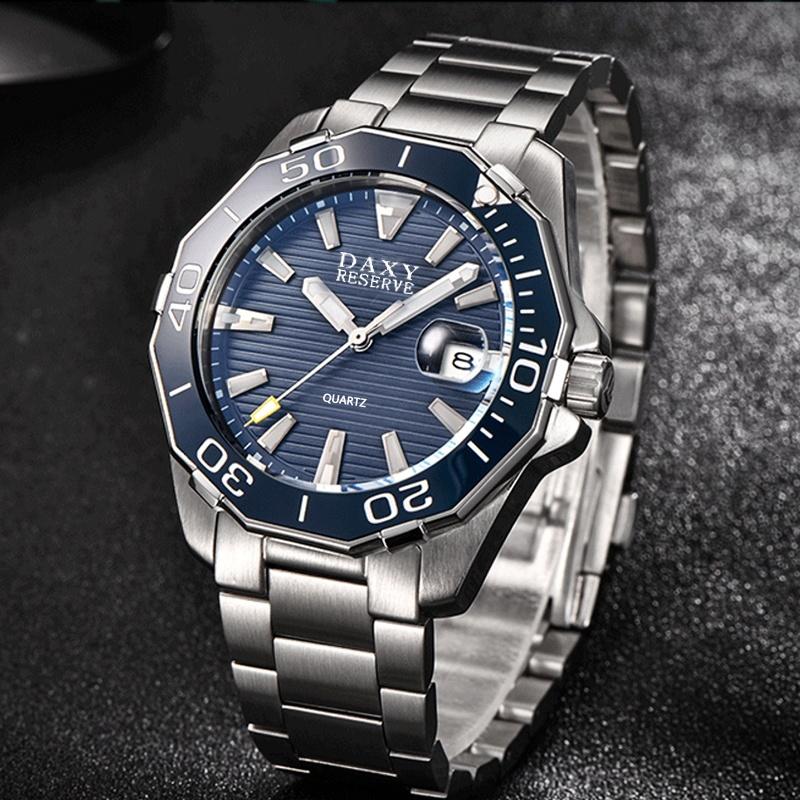 Luxury Fashion Quartz Watch Men Week Date Clock Stainless Steel Sport Watch Men Quartz Wristwatch Christmas Gift for Men