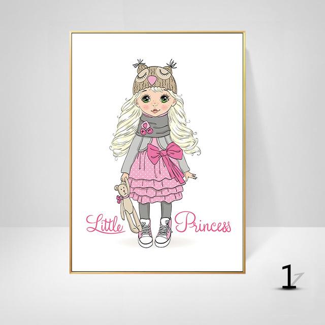 Скандинавский стиль, украшение для детской комнаты, детский сад, современный мультфильм, декоративная картина для маленькой девочки, настенное искусство, холст