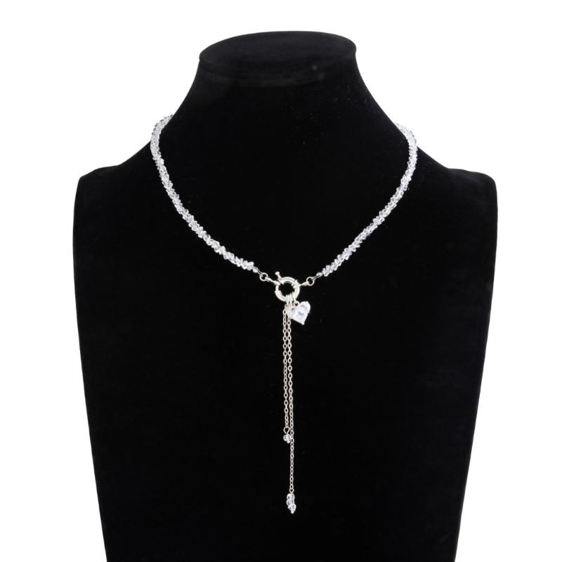 Trendy Y Necklace with Heart Motifs OT Interlocked Clasp Ideal for Modern Women Fashion Collarbone Chain Adornment