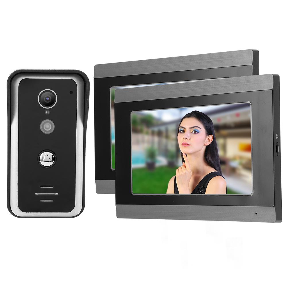 Проводной видеодомофон WIFI с 2-мя 7-дюймовыми мониторами и пультом дистанционного управления через приложение для TUYA