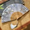 Винтажный китайский шик чонсам ханьфу веер древний стиль ткань ручная работа бамбуковые спицы складной веер танцевальное выступление портативный ручной веер