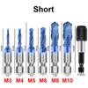 6Pcs Titanium Plated Hex Shank HSS Screw Thread Metric Tap Drill Bits Screw Machine Compound M3 M4 M5 M6 M8 M10 Hand Tools