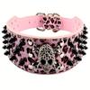 Spiked Inlaid Dog Collar-fashion Leather Dog Collar-2 Inches Wide Suitable for Medium and Large dogs-Pitbull Mastiff Labrador Bo