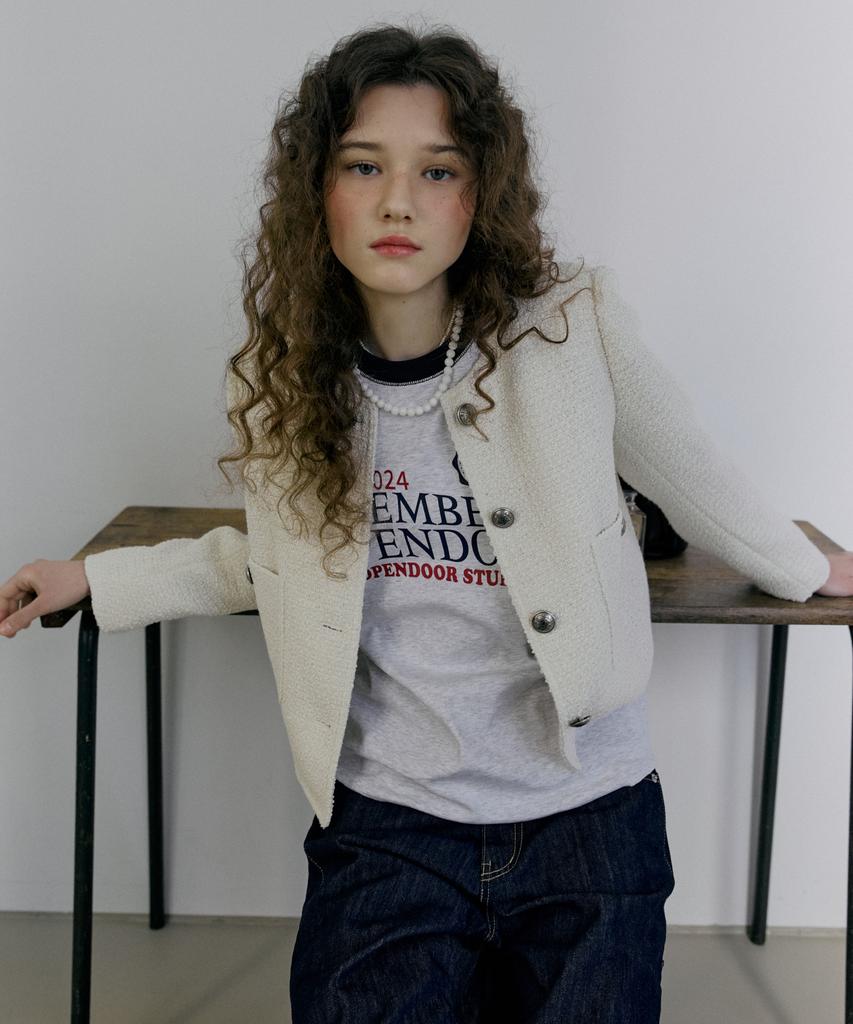 Opendoorstudio Texture Tweed Jaket Ivory