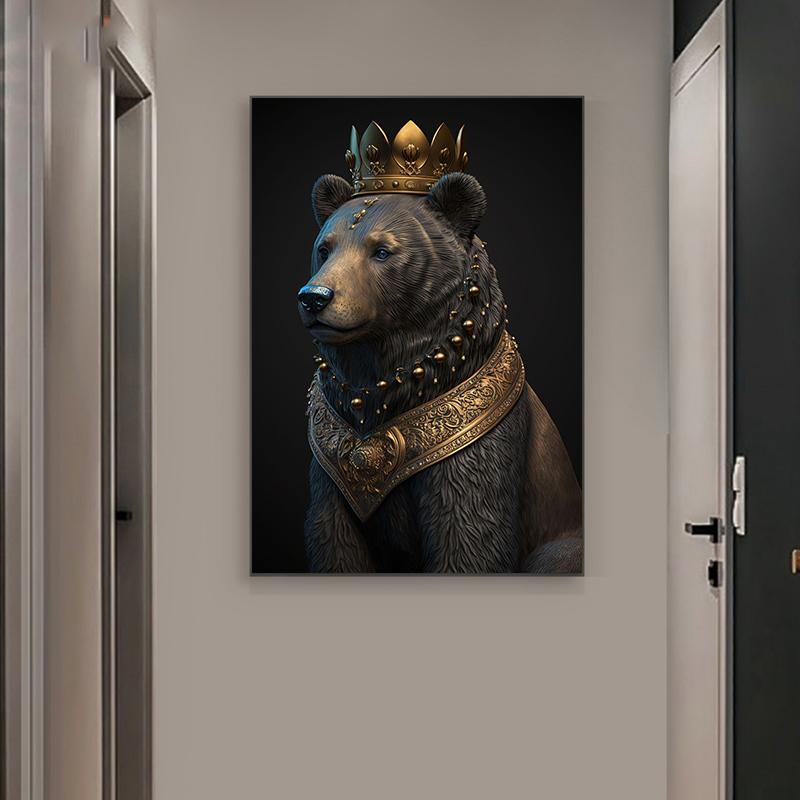 Черный и золотой король животные Обезьяна Пчела Змея Скорпион Лев Холст Картина Корона Плакат Печать Для Гостиной Украшения Дома