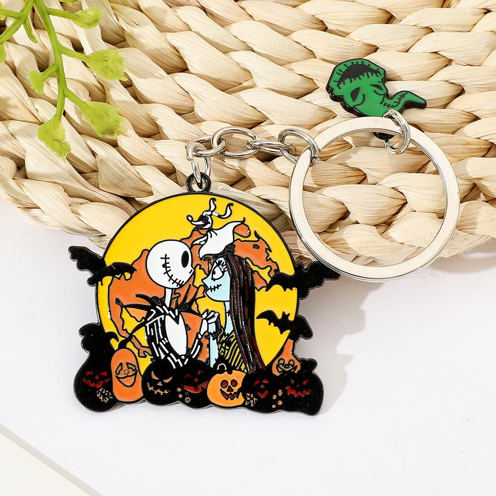 The Nightmare Before Christmas Keychain Sally Jack Skellington Halloween Keyrings Car Key Holder for Couple Gifts