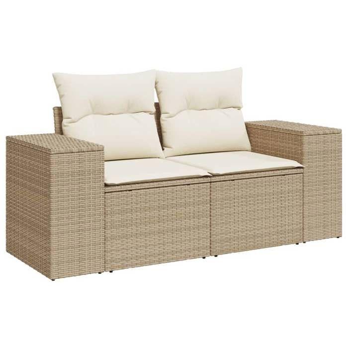 VidaXL Salon de Jardin avec Coussins 10 pcs, Canapés de Terrasse, Ensemble de Meubles de Patio, Mobilier d'Extérieur, Beige 3223047