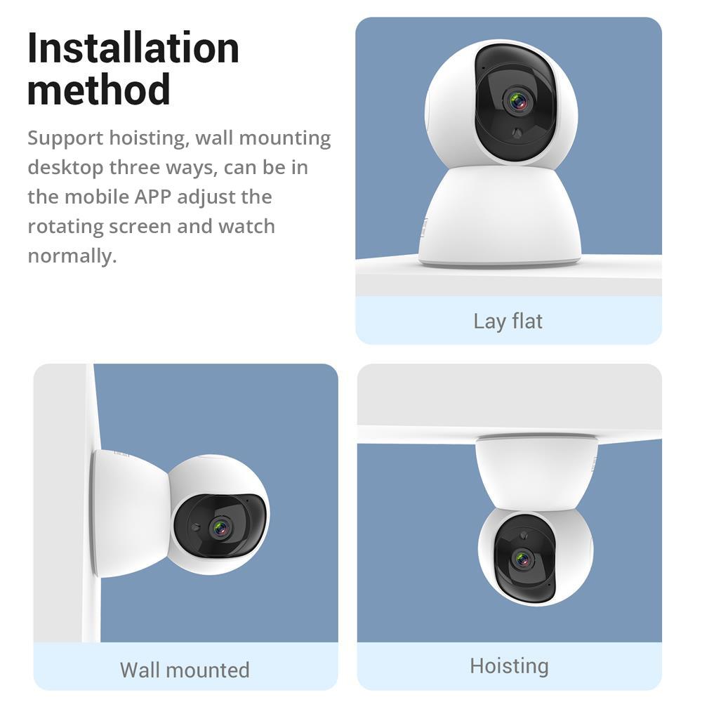 TALLPOWER C23 Indoor Surveillance Camera, Ultra HD 2K, 2.4GHz WiFi, Night Vision, Auto Tracking Infrared LED, 360° Pan & Tilt, Two-way Audio - 1Pc