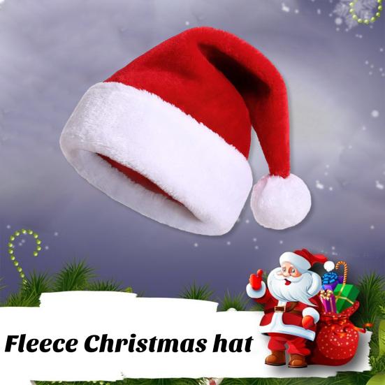 Рождественская шапка Санта-Клауса, мягкая пушистая плюшевая помпоновая многоразовая шляпа для взрослых и детей, праздничная красная, белая рождественская шапка для всей семьи, костюм для вечеринки, реквизит