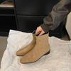 Осень и зима новая маленькая обувь до щиколотки толстый каблук женские одинарные сапоги замшевые ретро тонкие сапоги французские короткие сапоги