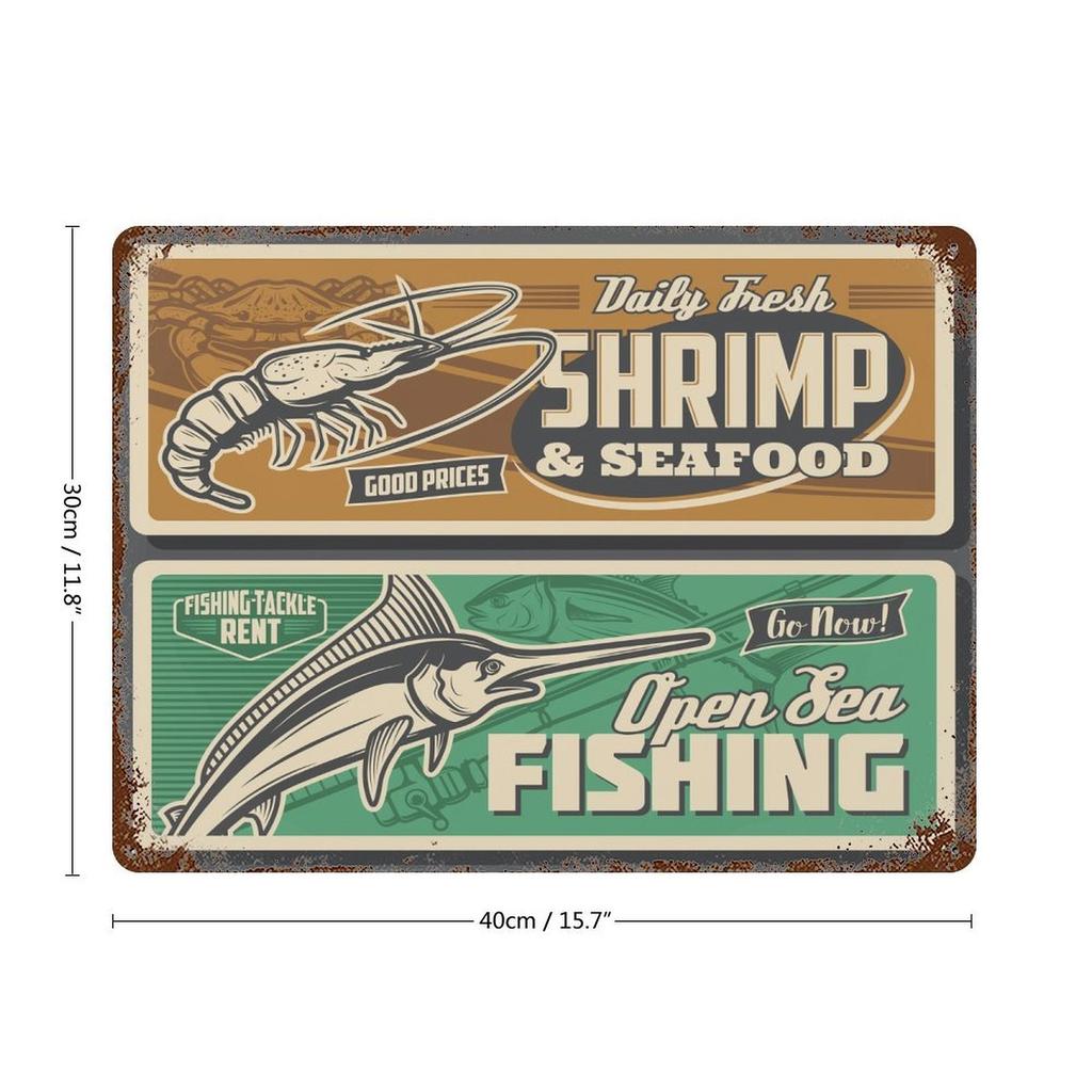1-Pack retro wall plaque metal, 20×30cm and 30×40cm, shabby rust decor for dining room, lobby or office