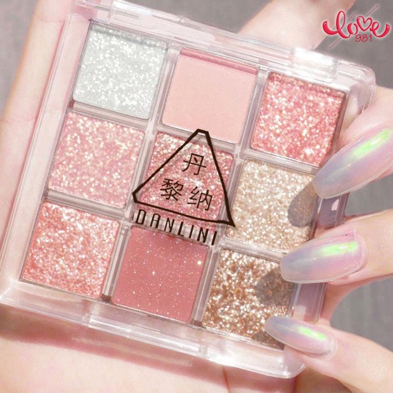 Девятицветная палитра теней для век с блестками и жемчугом Тонирование и осветление Натуральные долговечные водостойкие Студенческий макияж Палитра теней для макияжа