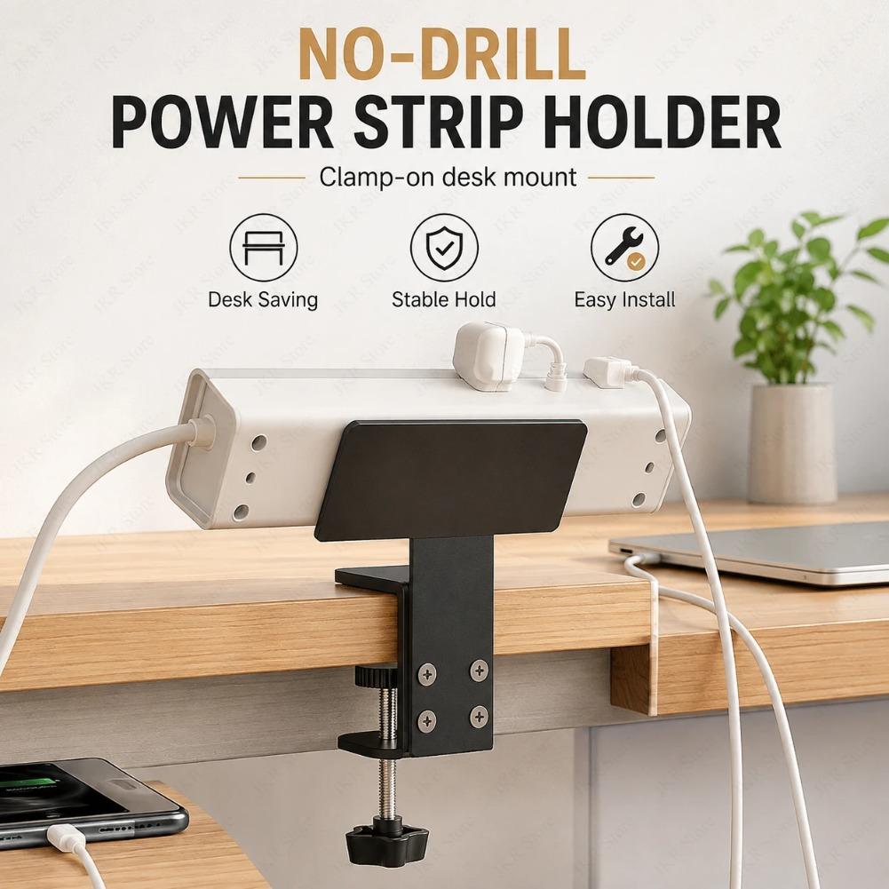 No Drill Power Strip Holder Under Desk Cable Management Tray for Socket Fixing Home Office Cord Storage Rack Organizer Accessory