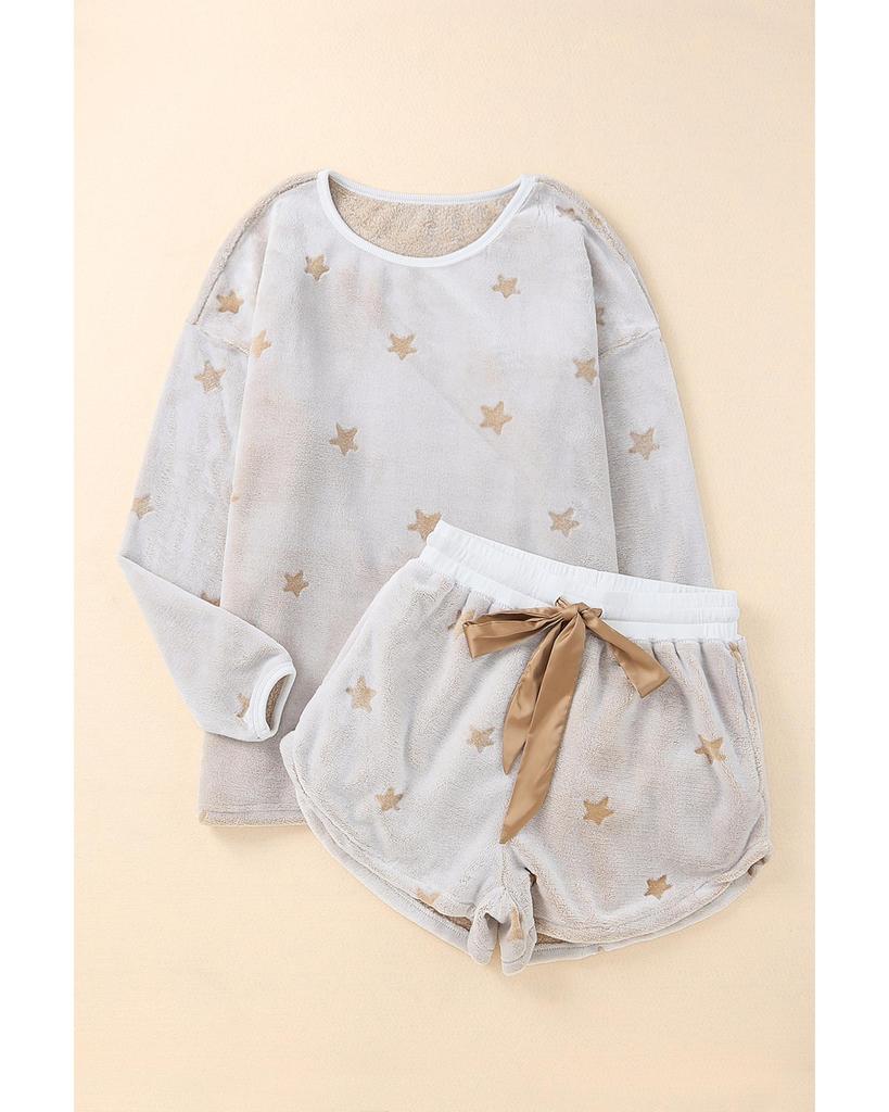 Azura Exchange Комплект для отдыха: длинный рукав свитера и шорты со звездным узором