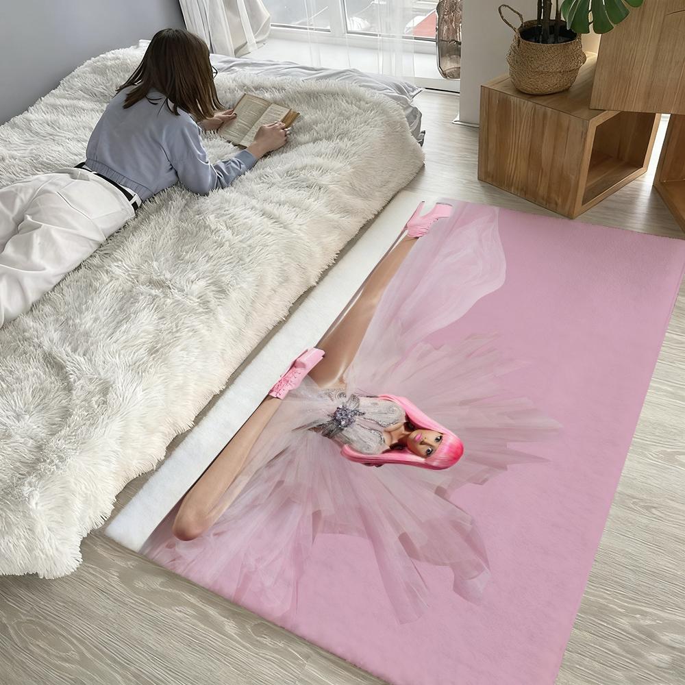Singer Nicki Minaj Pink Friday Floor Mat Soft Thickened Absorbent Non-Slip Bedroom Living Room Door Mat Home Decor Flannel Rugs