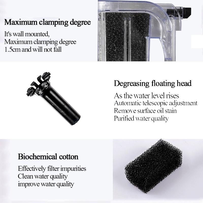 3 в 1 Маленький аквариумный фильтр Маленький танковый фильтр Подвесной кислородный насос Очиститель воды