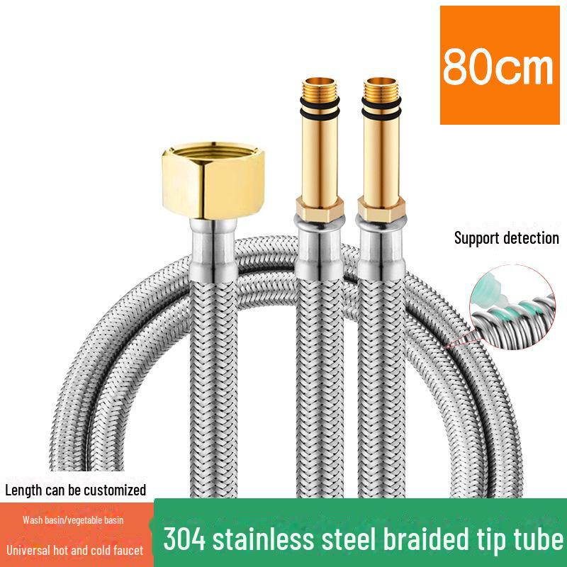Explosion-Proof 304 Stainless Steel Braided Hose for Water Heaters and Basin Faucets