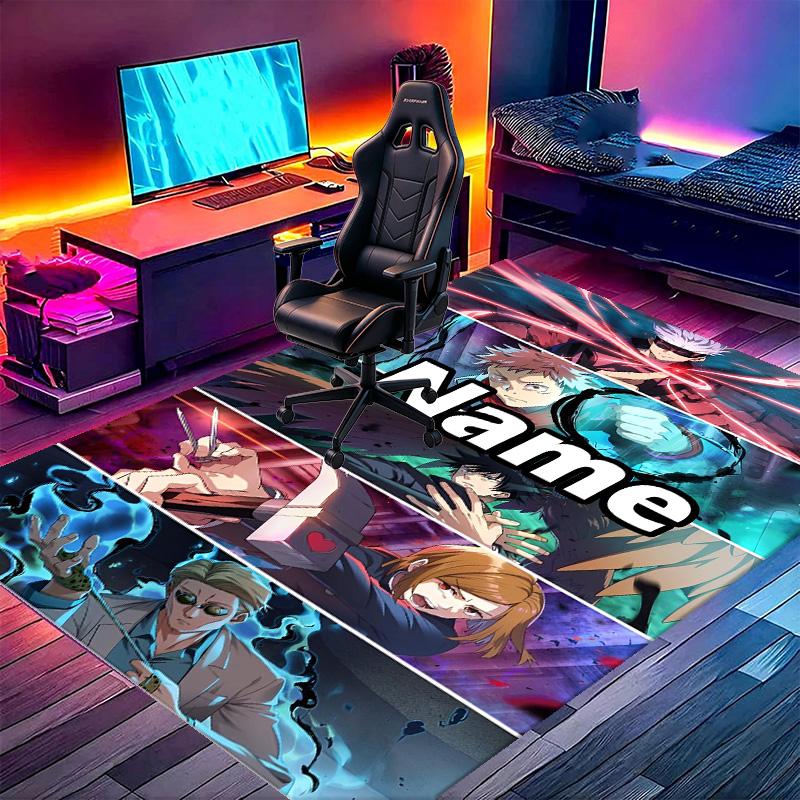 Custom Name Personalized Jujutsu Kaisen Print Carpet, Versatile Home Decor Rug, for Playroom, Apartment, Balcony, Entryway, Hallway Gift