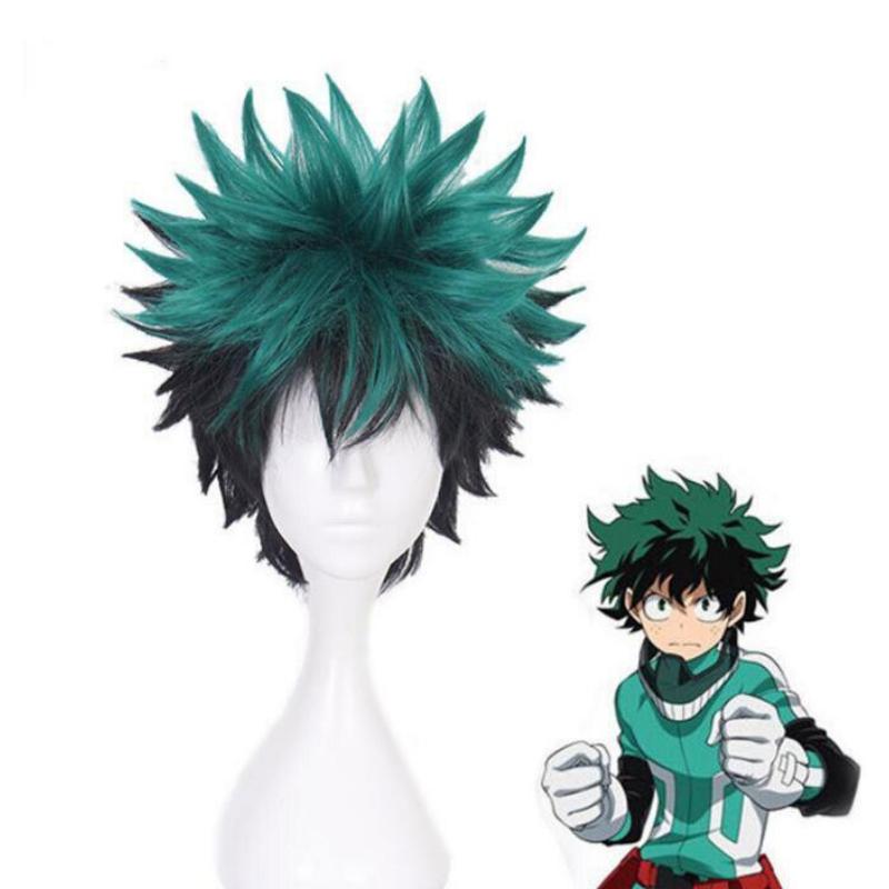 Green Black Short Wig My Hero Academia Midoriya Izuku Cosplay Costume Boku No Hero Academia Heat Resistant Hair Men Women Wigs