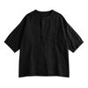 Повседневная свободная рубашка-henley для женщин с мятой текстурой, с коротким рукавом, на пуговицах, с нагрудным карманом