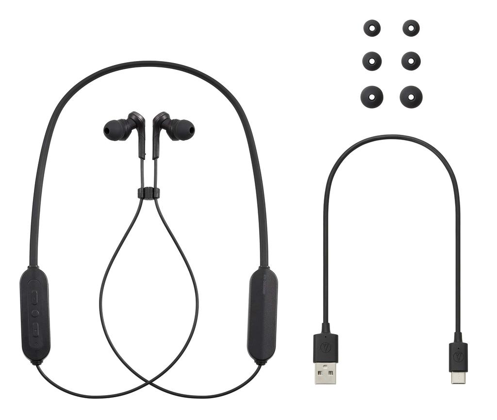 Audio Technica BK Wireless Earphones Bluetooth Deep Bass To Approximately 20 Hours of Continuous BK Black ATH-CKS330XBT [SOLID BASS/Splashproof