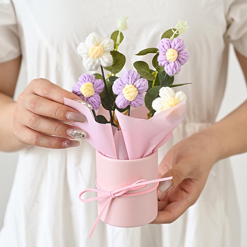 1pc Knitted Handmade Artificial Flower, Puff Flower,Holiday Gift Birthday Present Desktop Florist, Handmade Home Decor