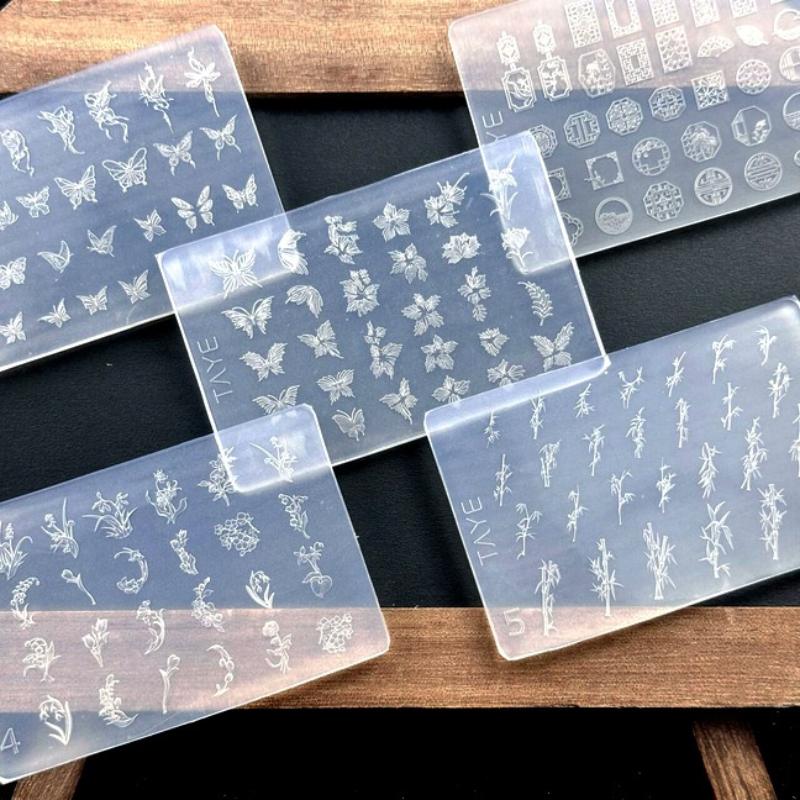 Силиконовая 3D форма для нейл-арта в виде цветка бабочки, сделай сам, винтажная рамка с цветком, цветочный дизайн, прозрачный рельефный шаблон, инструменты для маникюра