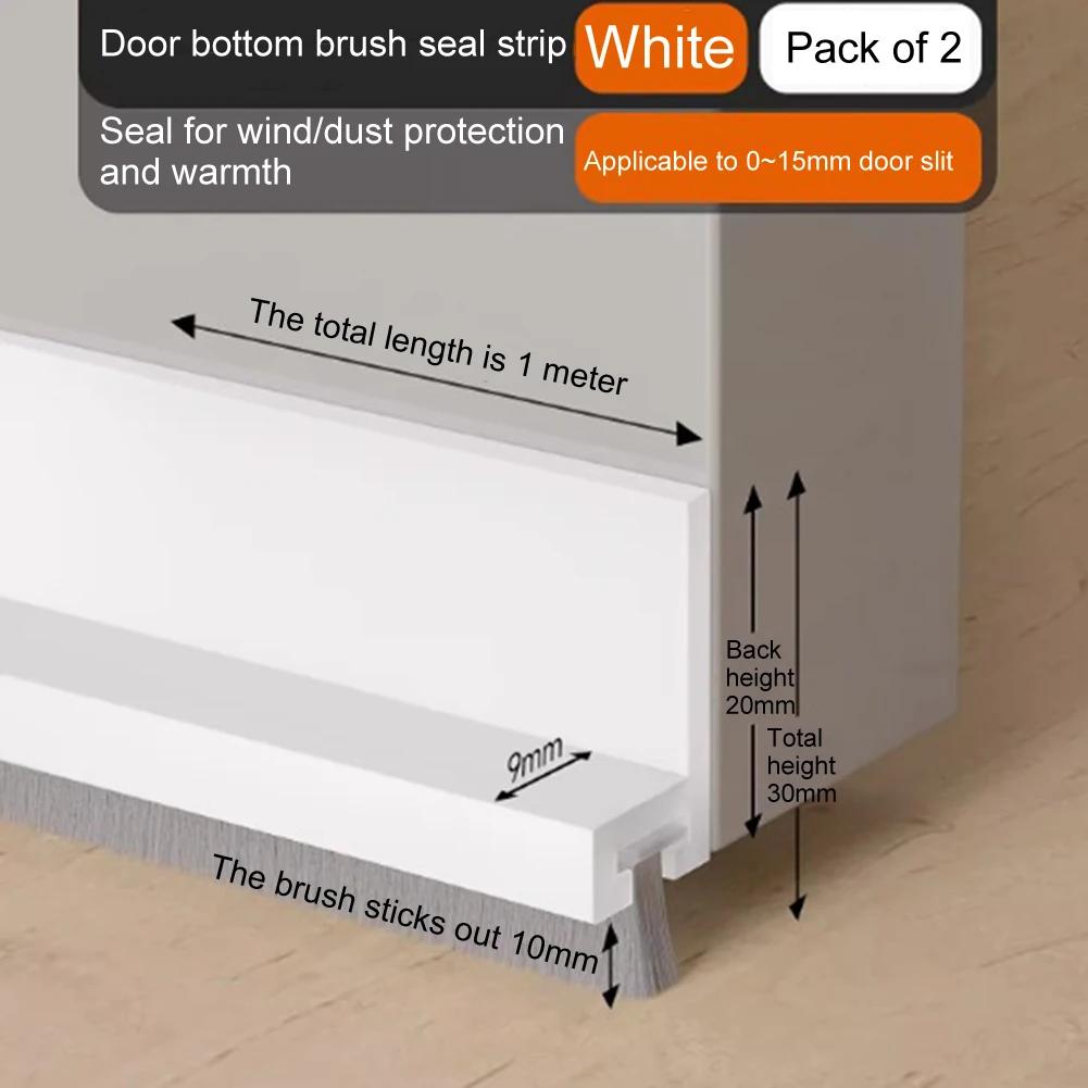 Door Bottom Seal Strip Under Door Draft Stopper Door Bottom Seam Sealing Strip Brush Weatherstrip Anti-Cold Gap Blocker Hardware