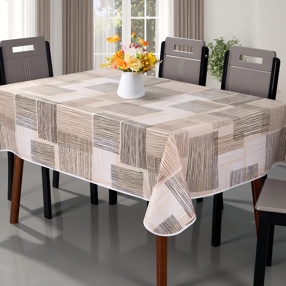 1pc Minimalist Beige Geometric Pattern Tablecloth, Durable Polyester Tablecloth, Abstract Geometric Texture Lines, Rectangular Tablecloth, Home Decora