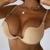 Sexy Deep V Push Up Underwear for Women Soft Breathable U-shaped Bra Underwire Low-cut Backless Wedding Dress Bras