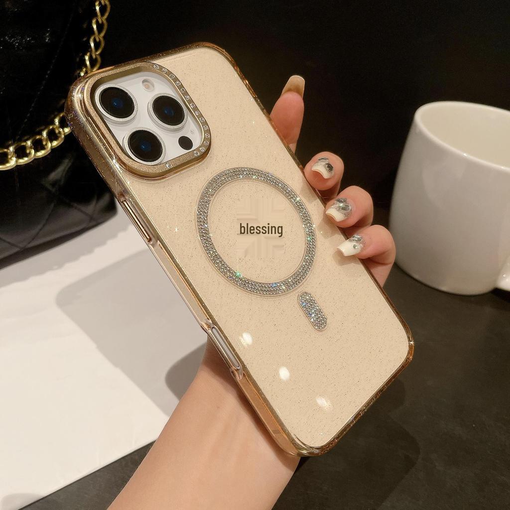 Блестящий Алмазный Чехол «Звездное Небо» для iPhone 17 Pro Max с Металлической Рамкой и Магнитным Дизайном