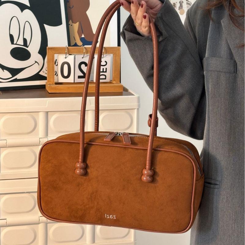 Fall Winter New Arrival Suede Boston Bag Large Capacity Tote Shoulder Bag for Women Commute Work