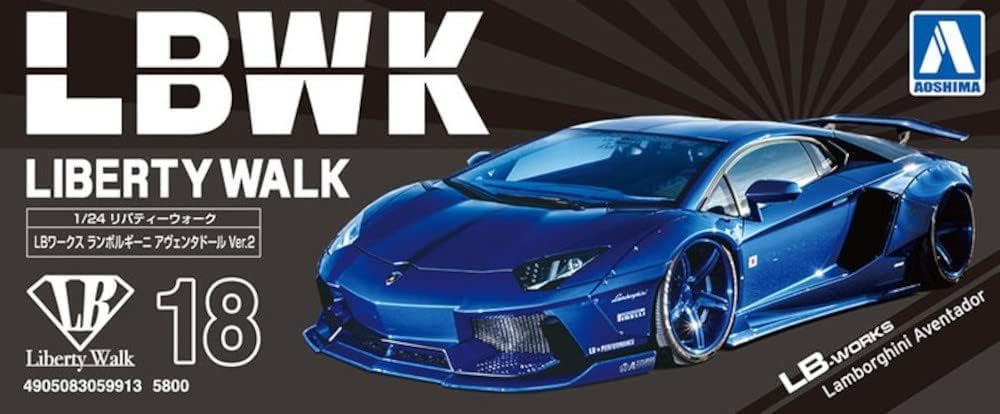 Aoshima Bunka Kyozai Liberty Walk 18 LB Works Lamborghini Aventador 2 Plastic Plastic Model Kit (AOSHIMA) 1/24 No. Ver. Pre-Colored