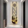 Современный дизайн Прихожая 3D Настенные часы Вилла Бесшумные Цифровые часы Коридор Настенный Декор Украшение Золотой Светодиодный Свет Картина