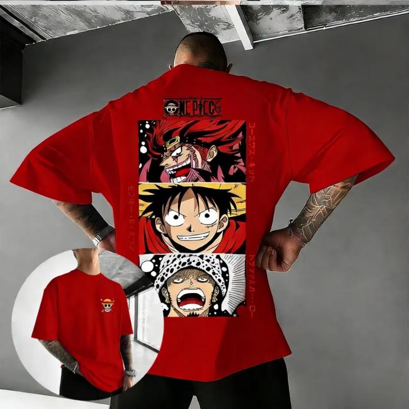 ONE PIECE Monkey D Luffy Unisex Pure Cotton Tshirt 2026 Summer Anime Print Oversized Loose Parentchild Short Sleeved Top